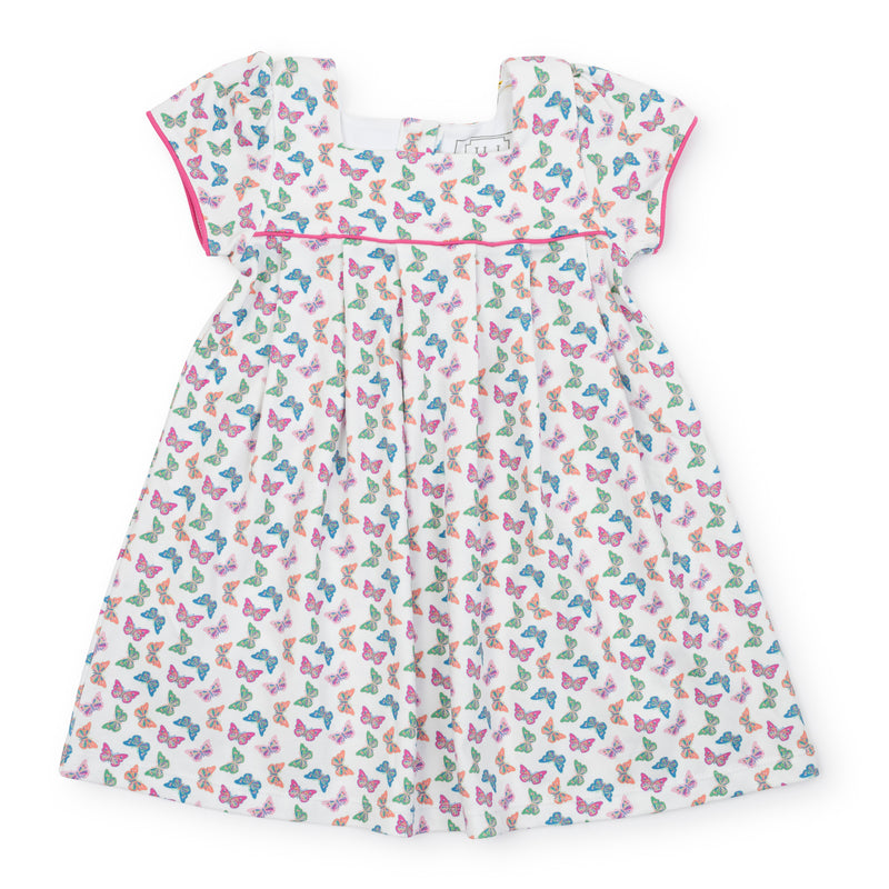 Lizzy Girls' Woven Pima Cotton Dress - Bright Butterflies