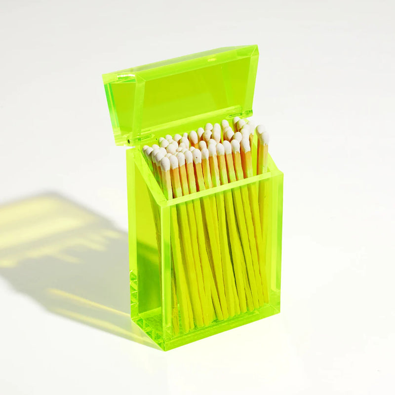 Neon Green Acrylic Match Case Natural Matches by Glint Design