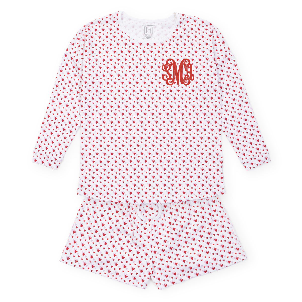 Anna Women's Longsleeve & Short Set - Heart to Heart Pink outfit perfect for everyday wear