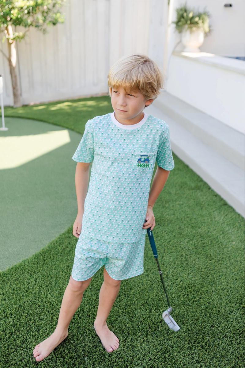 Charles Boys' Pima Cotton Short Set - Golf Putting Green