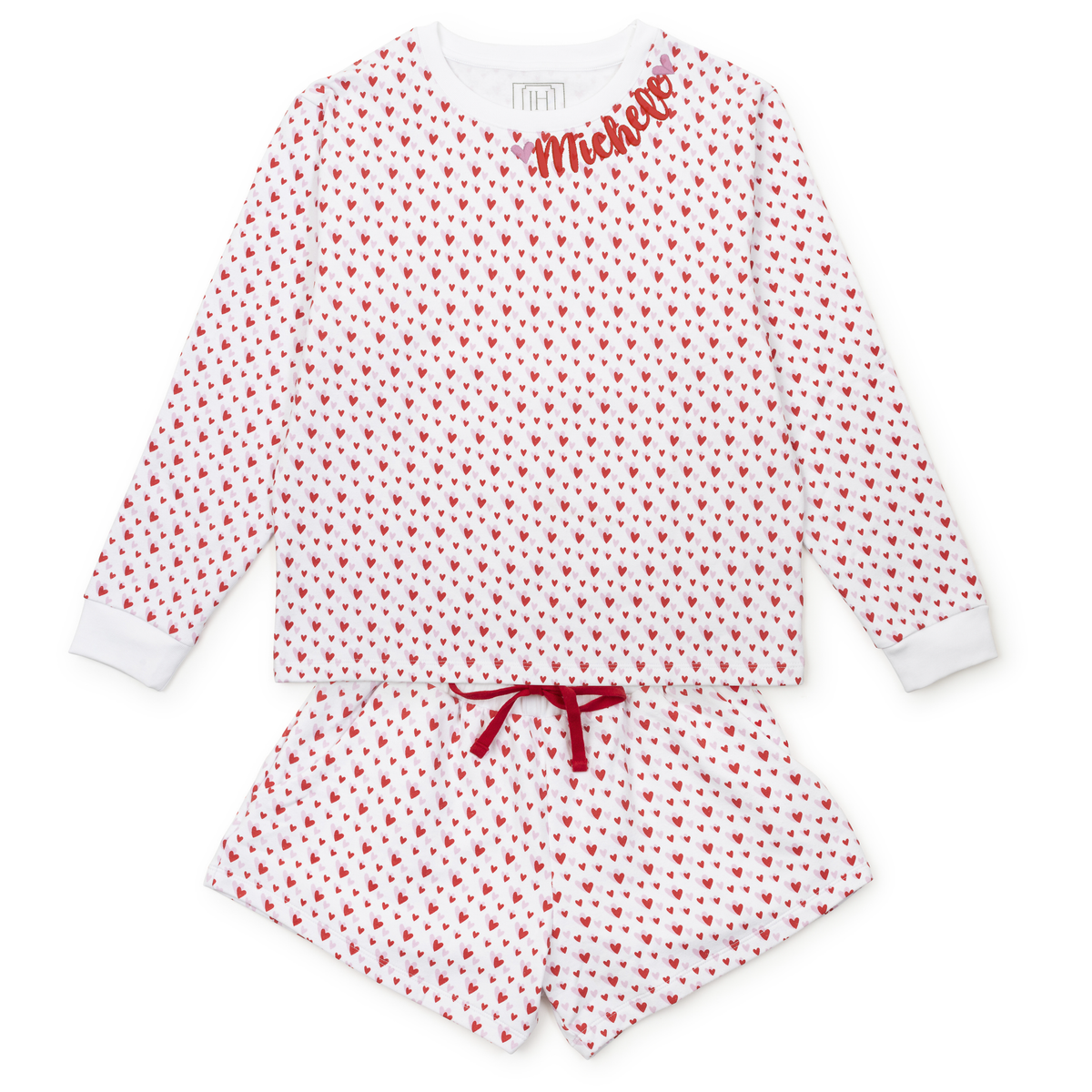 Janann Women's Sweatshirt Short Set Heart to Heart Pink outfit perfect for everyday wear