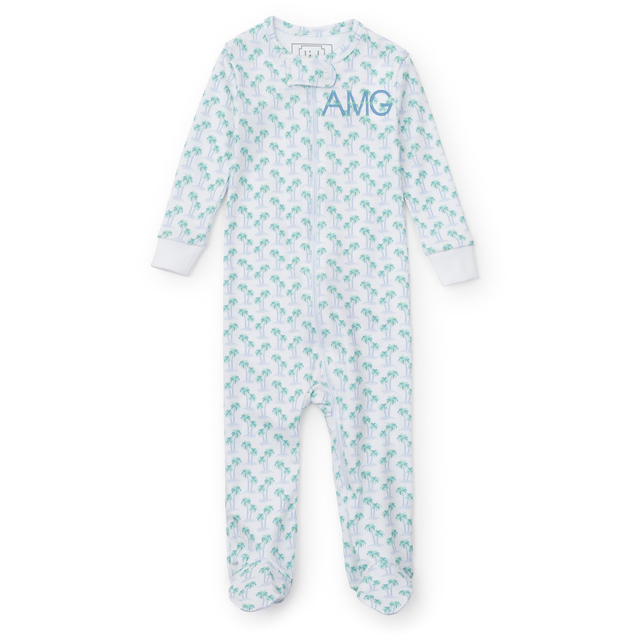 Parker Boys' Zipper Pajama - Palm Tree Isle Blue