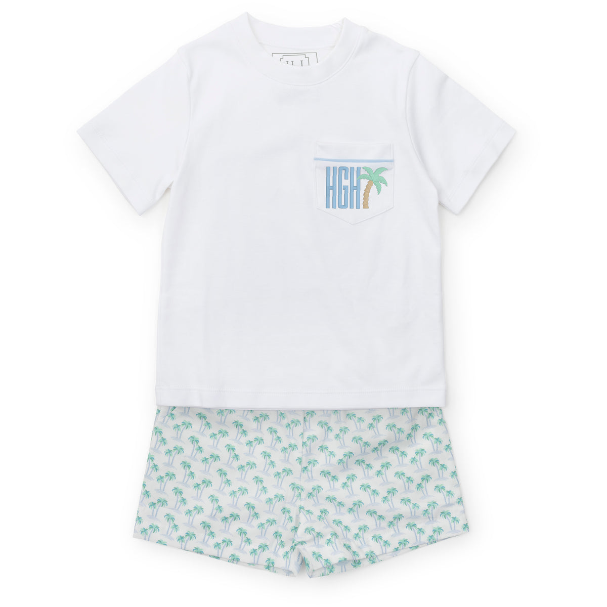 Hudson Boys' Short Set - Palm Tree Isle Blue outfit perfect for everyday wear