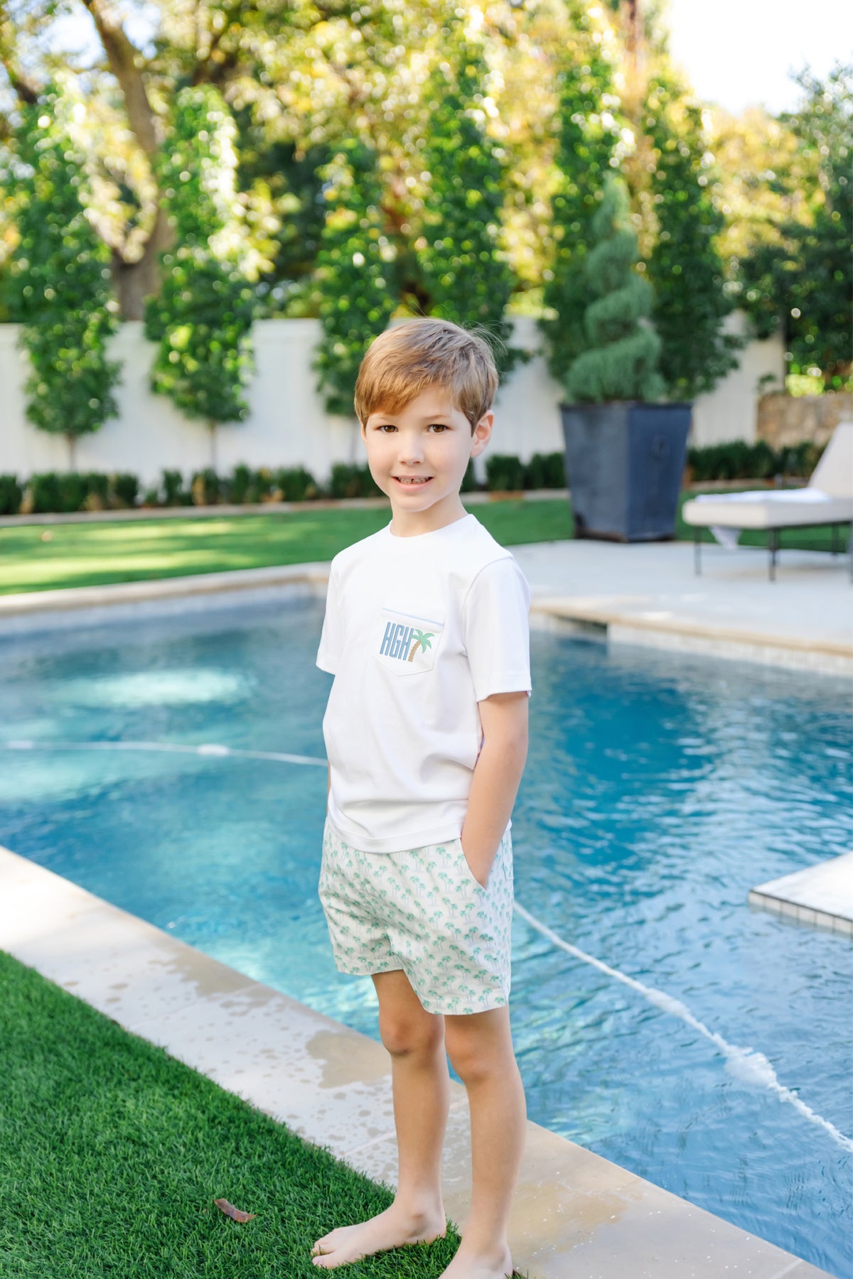 Hudson Boys' Short Set - Palm Tree Isle Blue soft cotton kids fashion wear