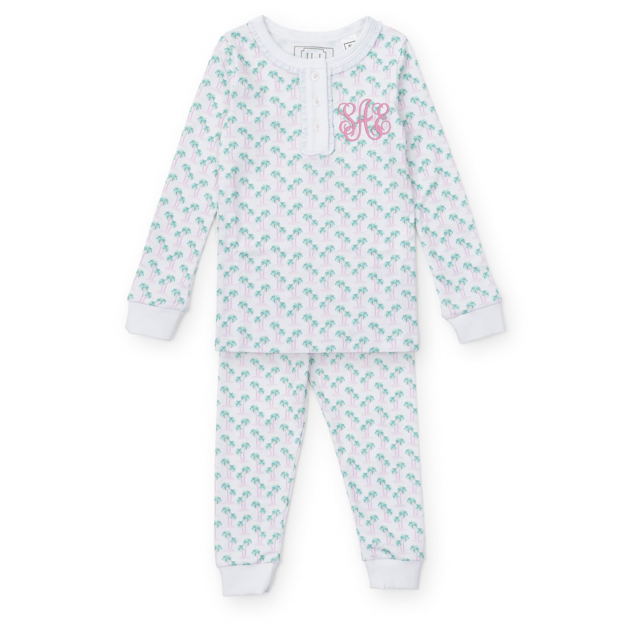Alden Girls' Pajama Pant Set - Palm Tree Isle Pink