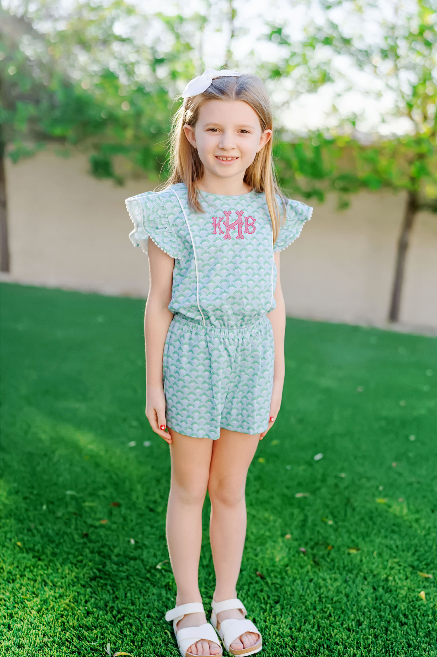 Rae Girls' Pima Cotton Romper - Cool Blooms