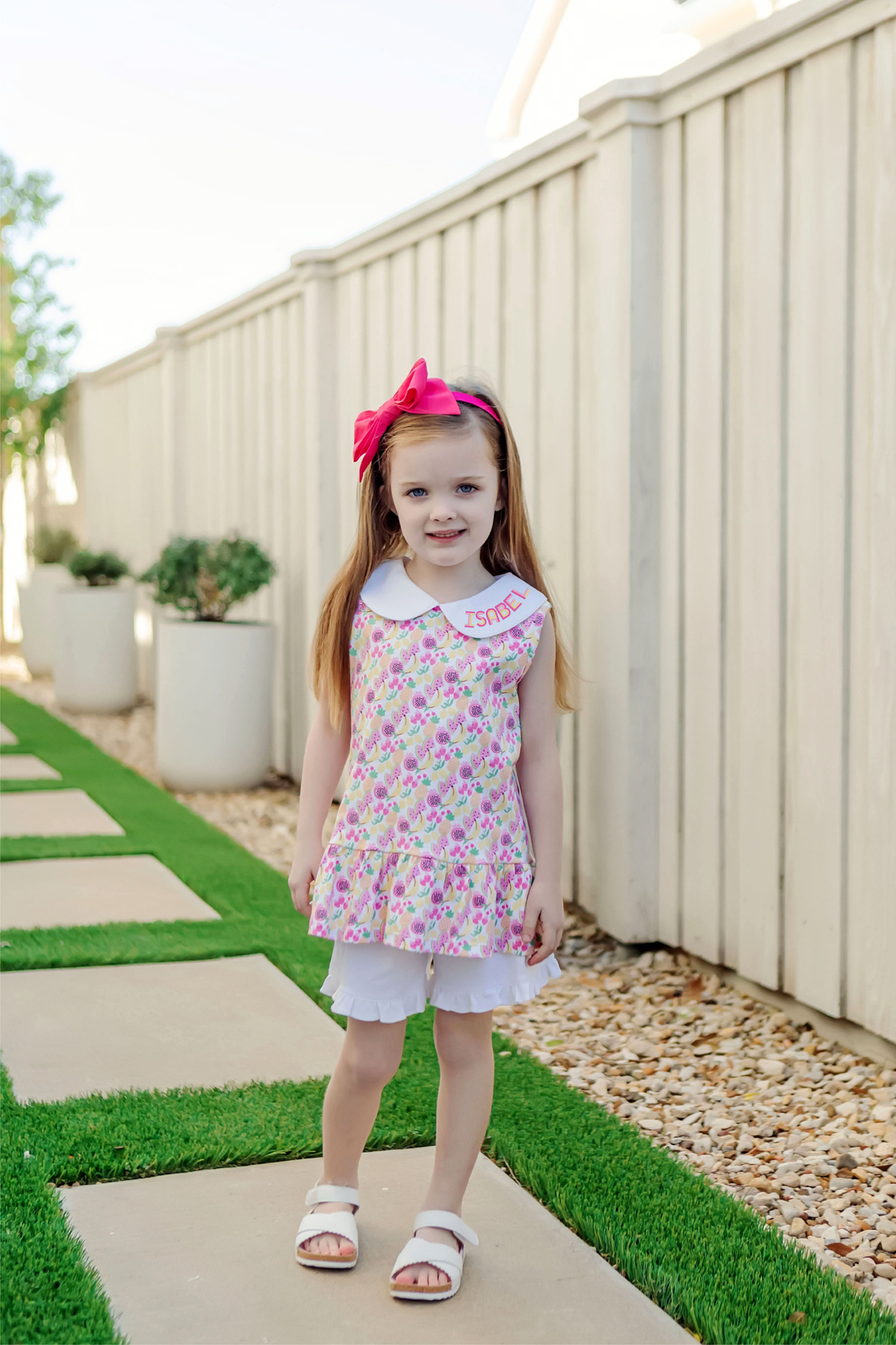 Landry Girls' Pima Cotton Short Set Tropical Fruit soft cotton kids fashion wear