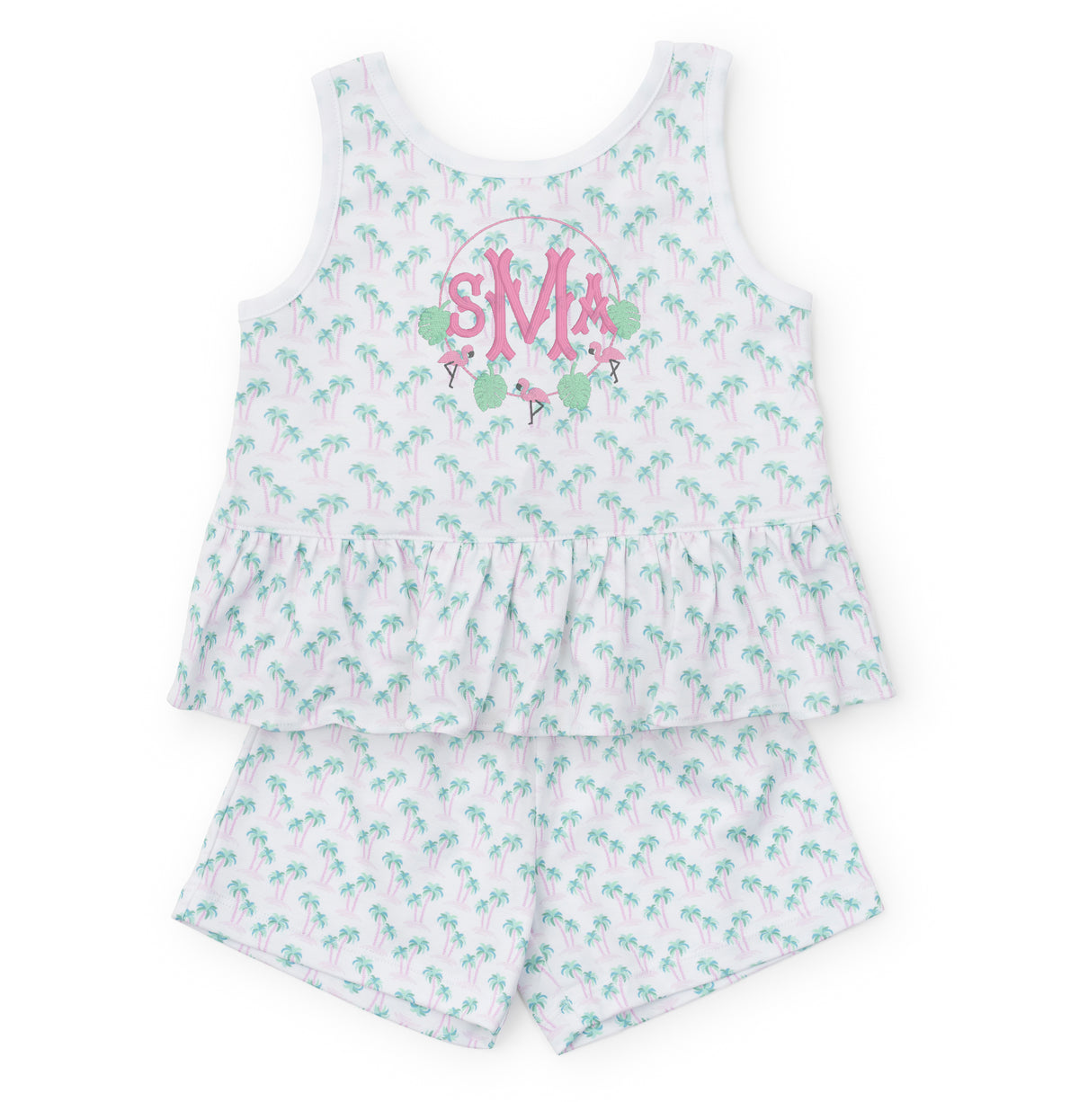 Poppy Girls' Short Set - Palm Tree Isle Pink outfit perfect for everyday wear