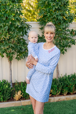 Ann Women's Longsleeve Nightgown - Easter Time Blue soft cotton kids fashion wear