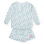 Anna Women's Longsleeve & Short Set - Palm Tree Isle Blue outfit perfect for everyday wear