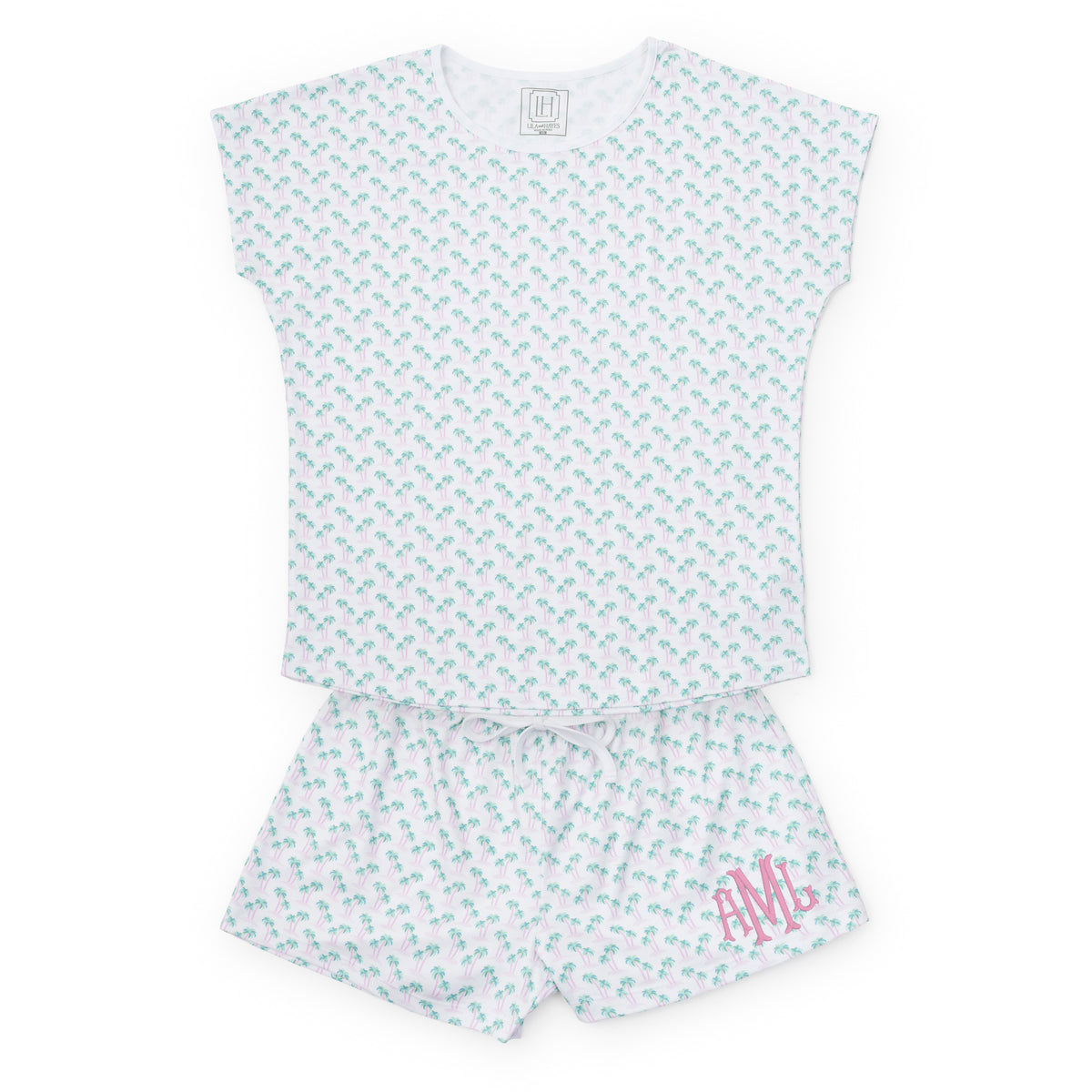Riley Women's Pajama Short Set - Palm Tree Isle Pink outfit perfect for everyday wear
