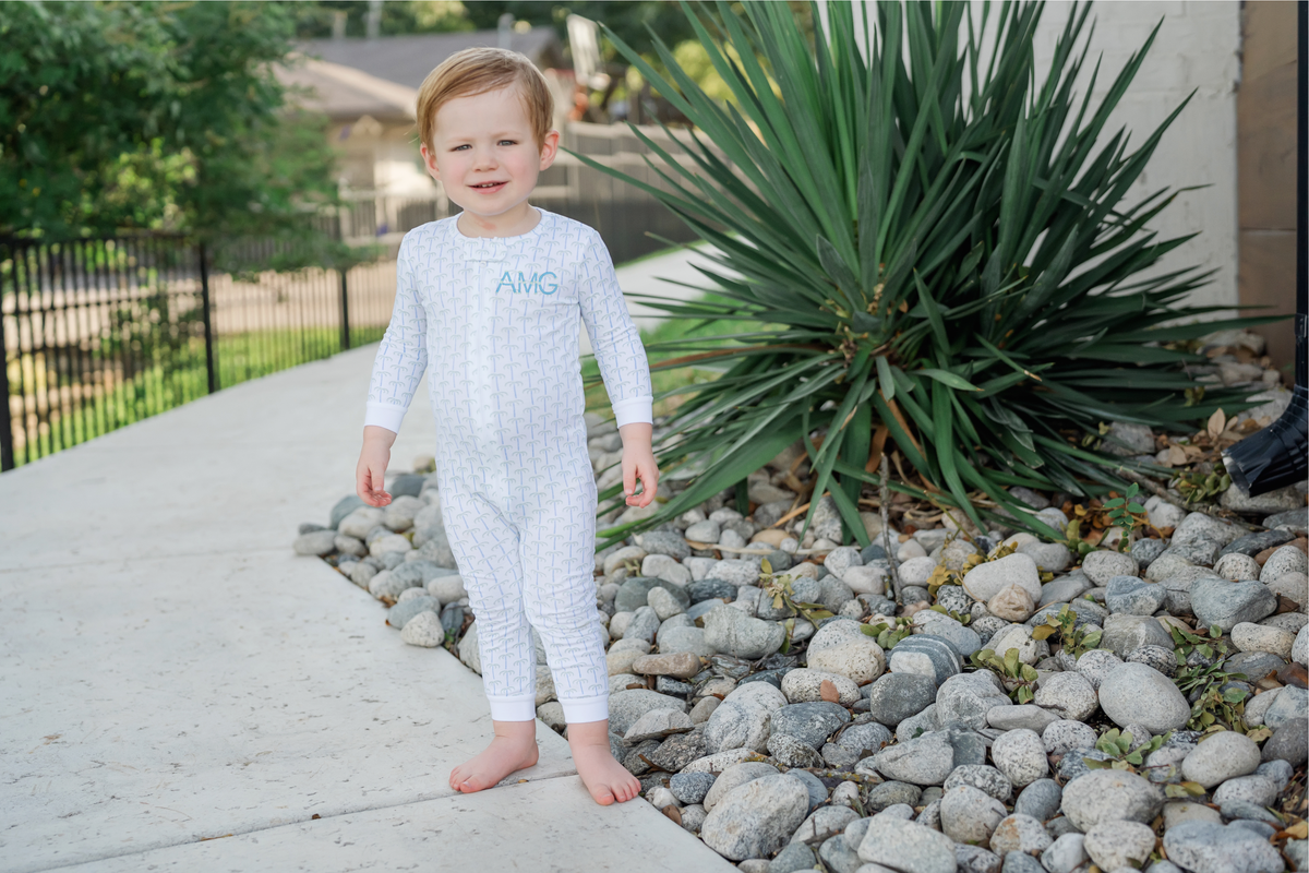 Everyday Parker Boys' Zipper Pajama - Pacific Palms Blue Children’s Wear