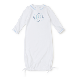 Baby Shop: George Pima Cotton Daygown with Monogram - White with Light Blue Piping