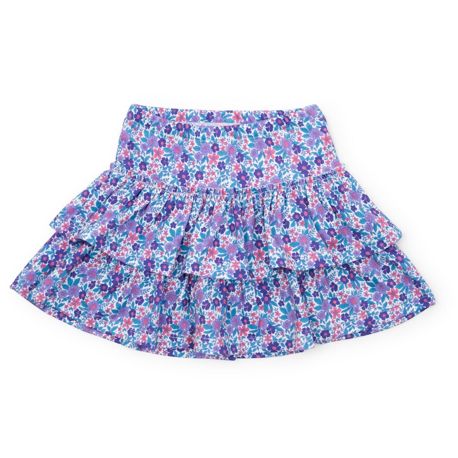Maggie Girls' Tiered Skirt Blackberry Floral