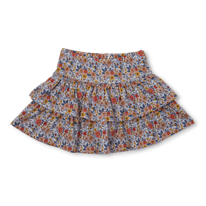Maggie Girls' Tiered Pima Cotton Skirt - Falling For Floral