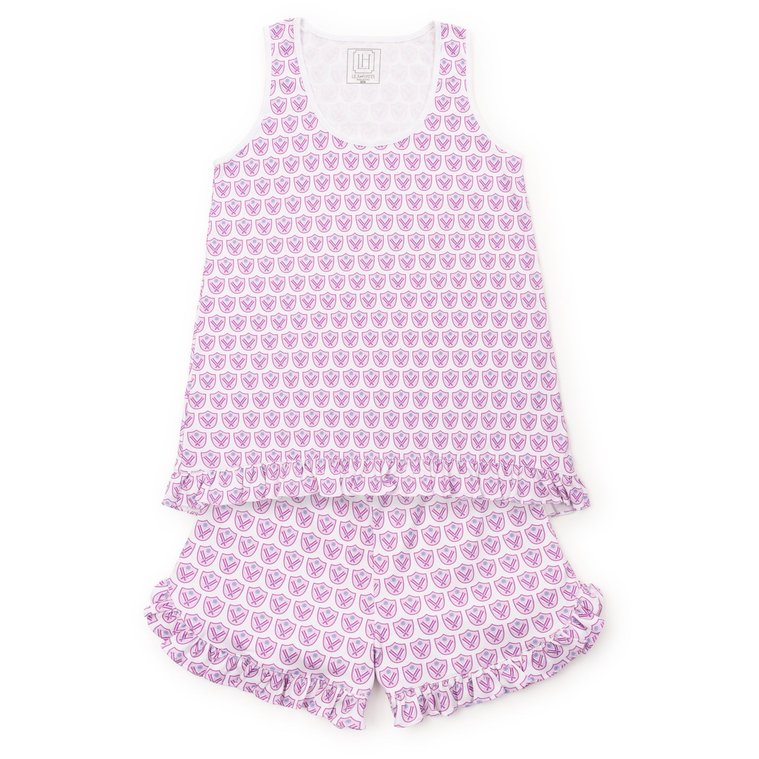 Mallory Women's Pajama Short Set - Pickleball Crest Pink