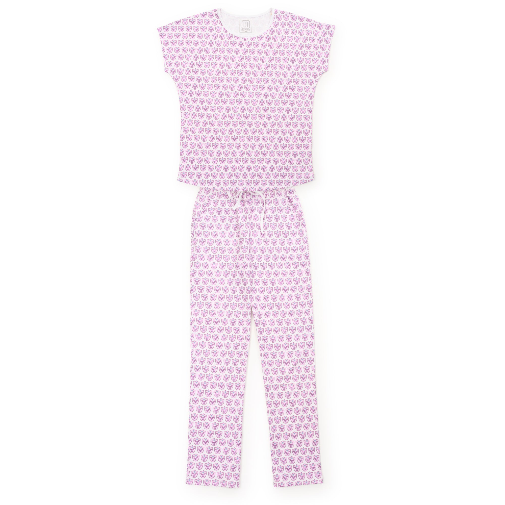Marcia Women's Pajama Pant Set Pickleball Crest Pink