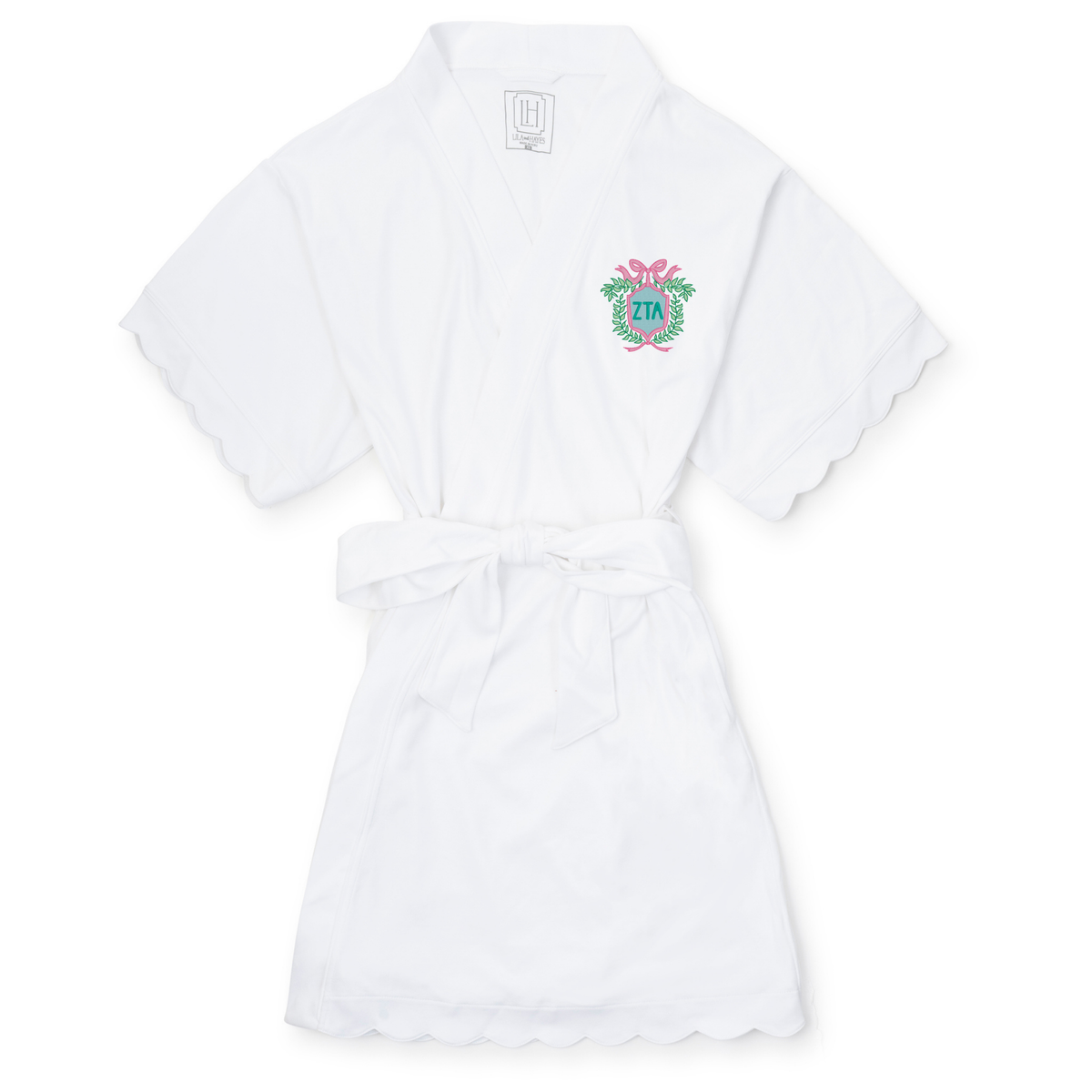 Everyday Molly Women's Short Sleeve Spa Wrap Robe - Zeta Tau Alpha Embroidery Kidswear