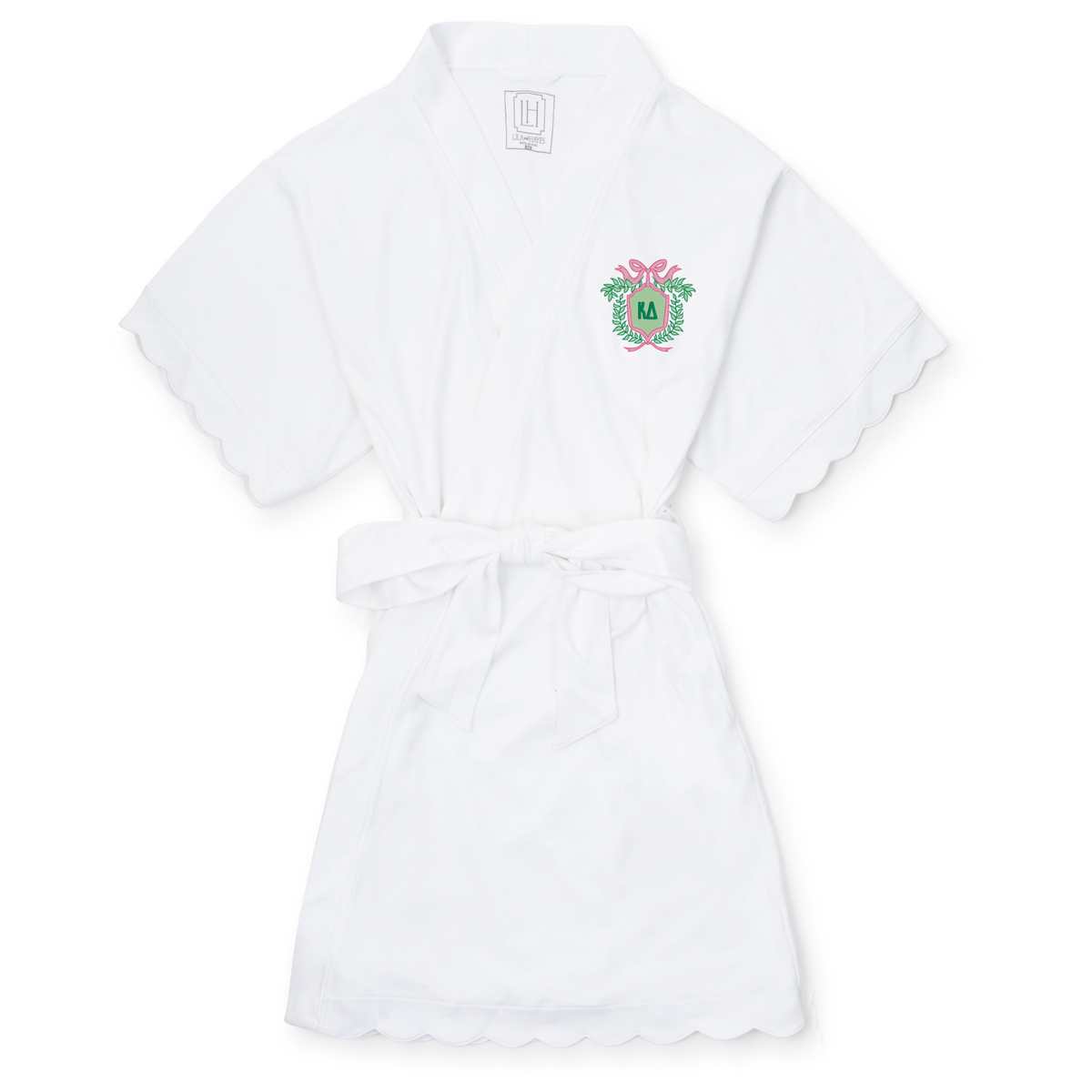 Everyday Molly Women's Short Sleeve Spa Wrap Robe - Kappa Delta Embroidery Kidswear