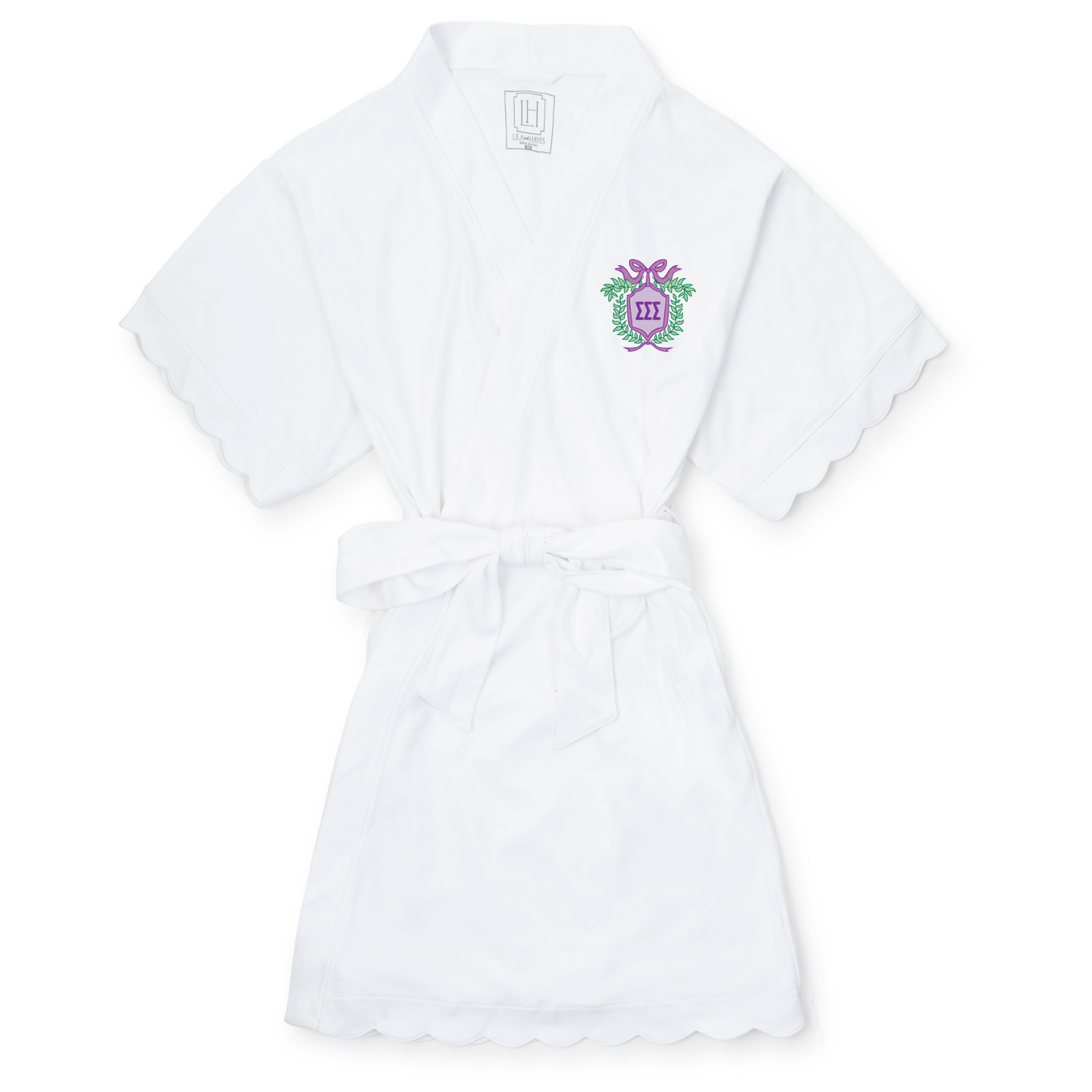 Molly Women's Short Sleeve Spa Wrap Robe - Sigma Sigma Sigma Embroidery