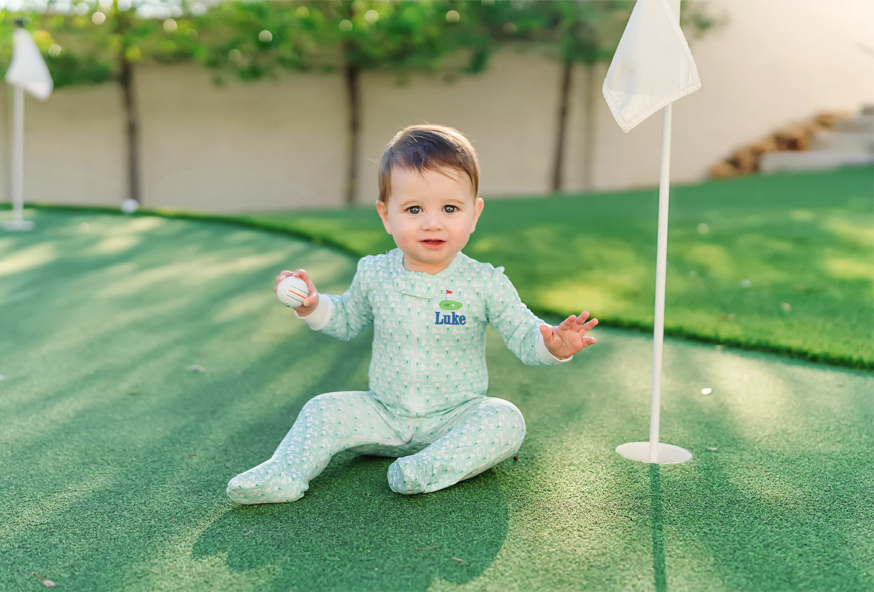 Parker Boys' Zipper Pajama - Golf Putting Green stylish kids outfit collection