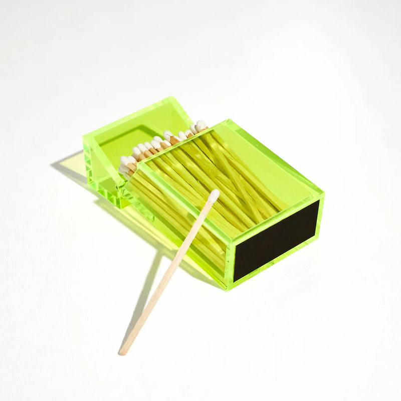 Neon Green Acrylic Match Case Natural Matches by Glint Design