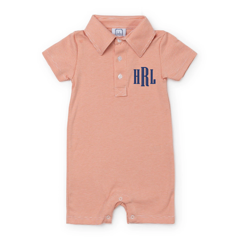 Tripp Boys' Pima Cotton Polo Shortall - Orange Stripes