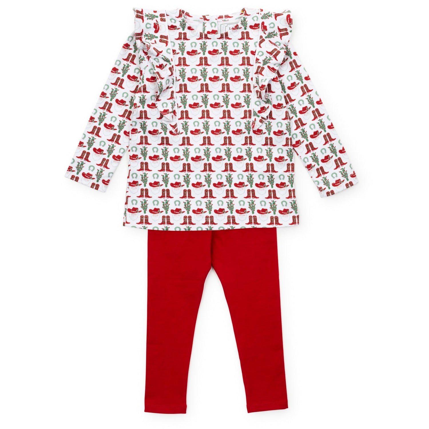 Olive Set Girls' Legging Set Cowboy Christmas