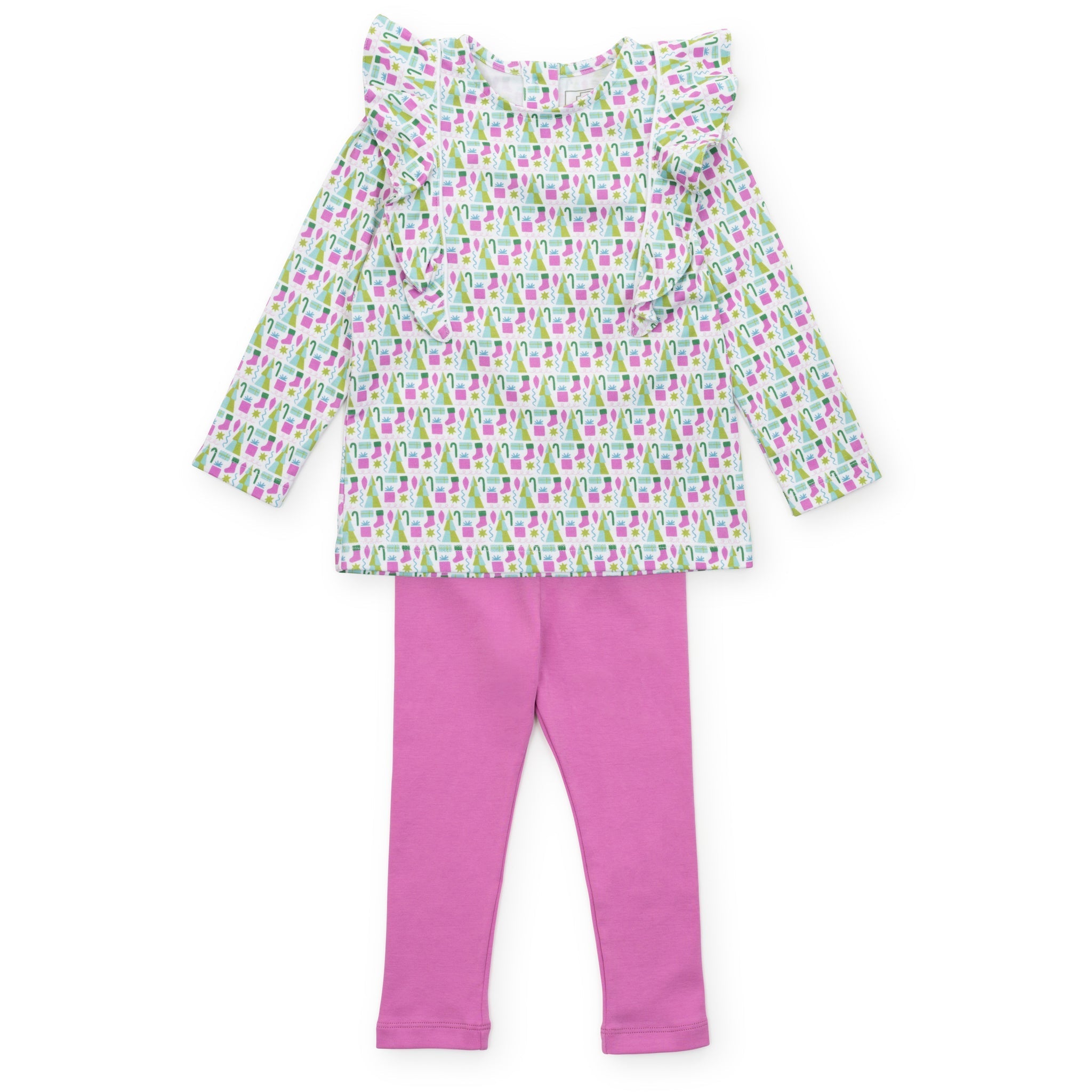 Olive Set Girls' Legging Set - Mod Holiday Pink