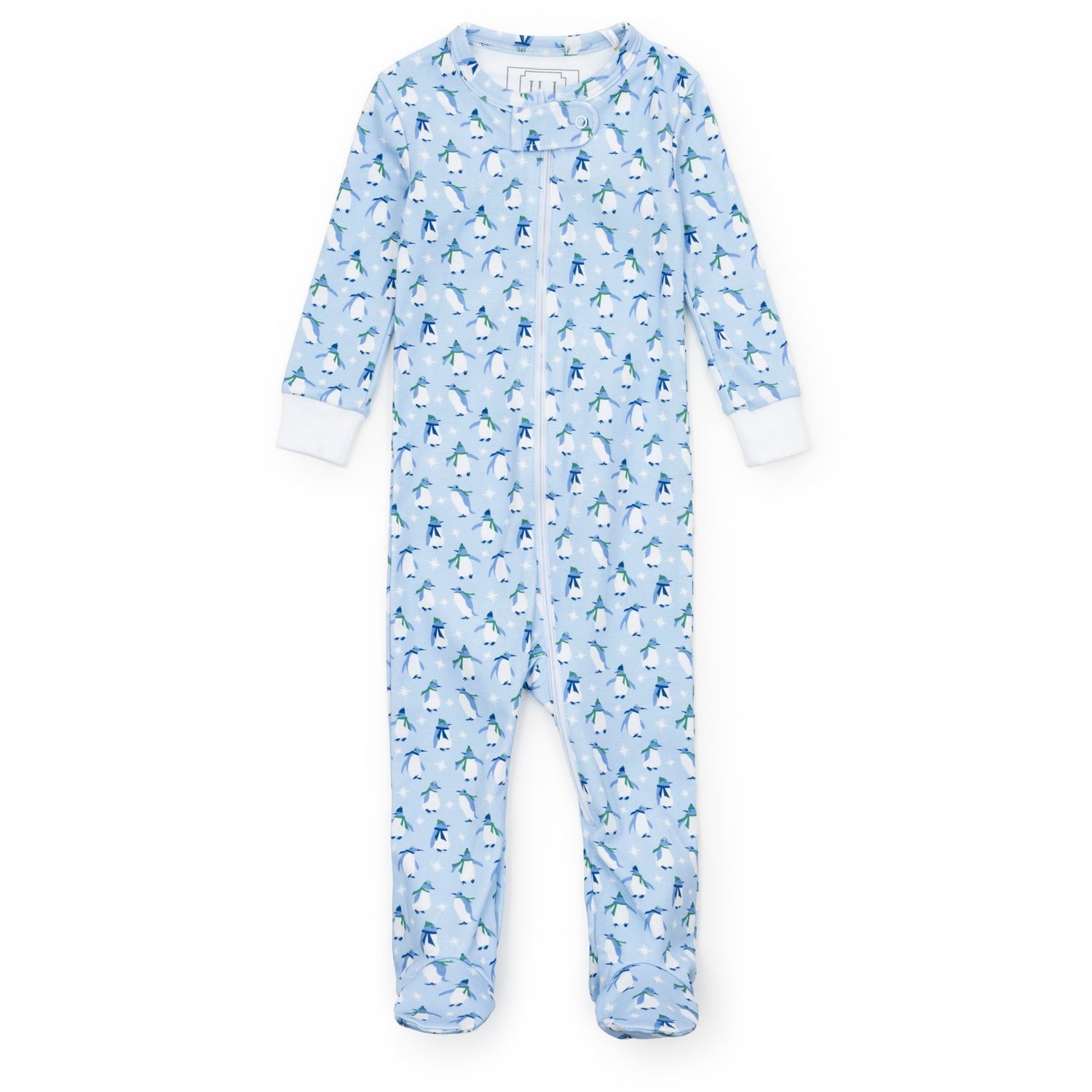 Parker Boys' Zipper Pajama - Penguin Party Blue