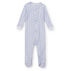 Parker Boys' Pima Cotton Zipper Pajama - Snowman Blue