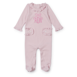 Baby Shop: Lucy Footed Romper with Monogram - Light Pink
