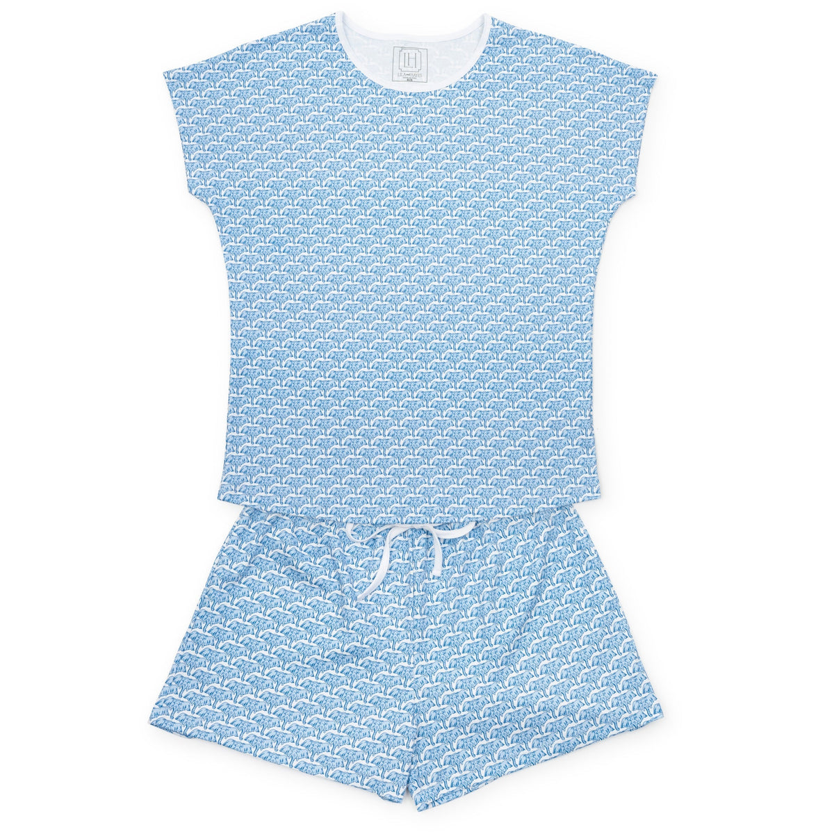 Everyday Riley Women's Pajama Short Set - African Elephants Blue Kidswear