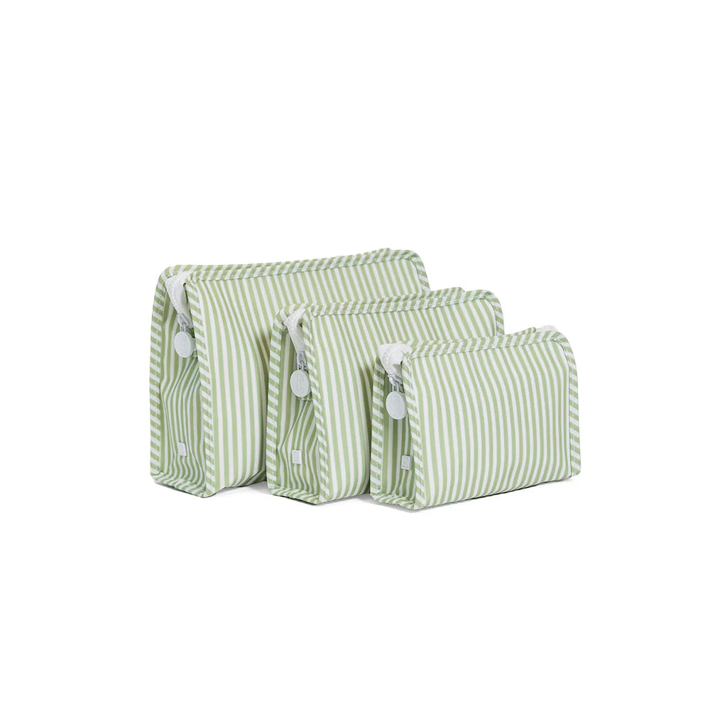 Buy Roadie Large Zip Pouch Pimlico Stripe Sage by TRVL Design kids clothing online