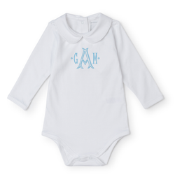 Baby Shop: Ryann Peter Pan Collar Onesie with Monogram - White