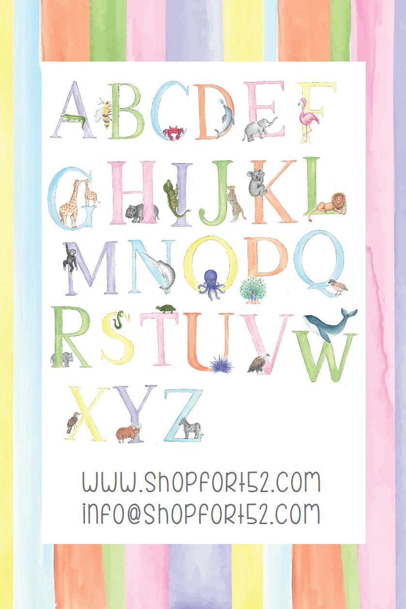 Hand Painted Animal Alphabet Flash Cards by Fort52 stylish kids outfit collection