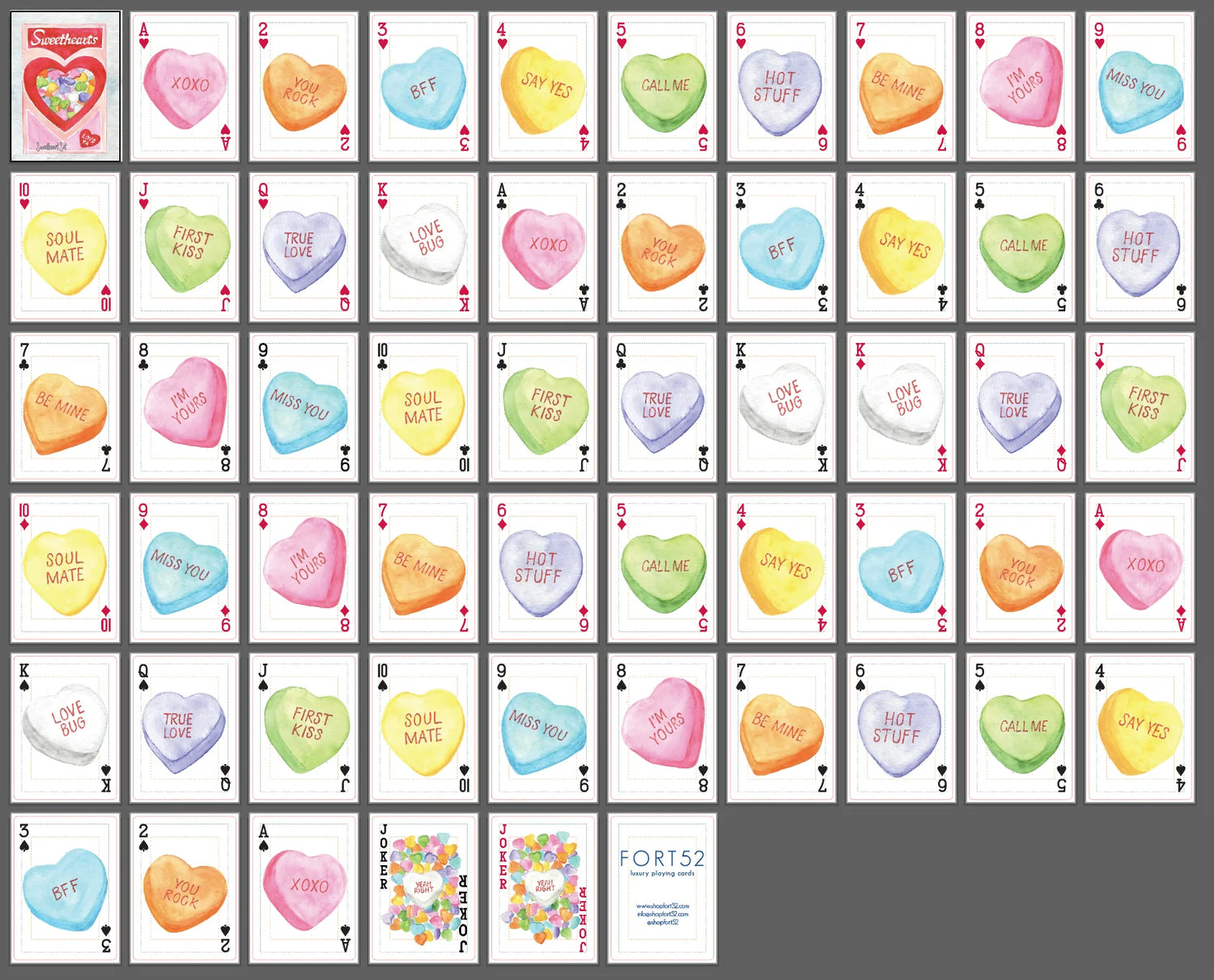 Watercolor Playing Cards by Fort52 - Sweethearts Set