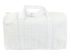 The Duffel Bag Blue Green Windowpane by Apple of My Isla
