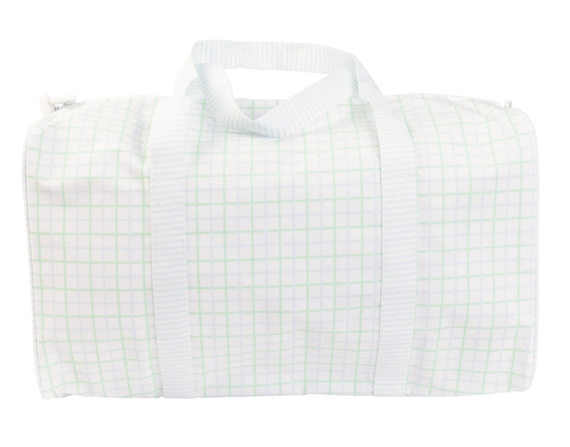 The Duffel Bag Blue Green Windowpane by Apple of My Isla