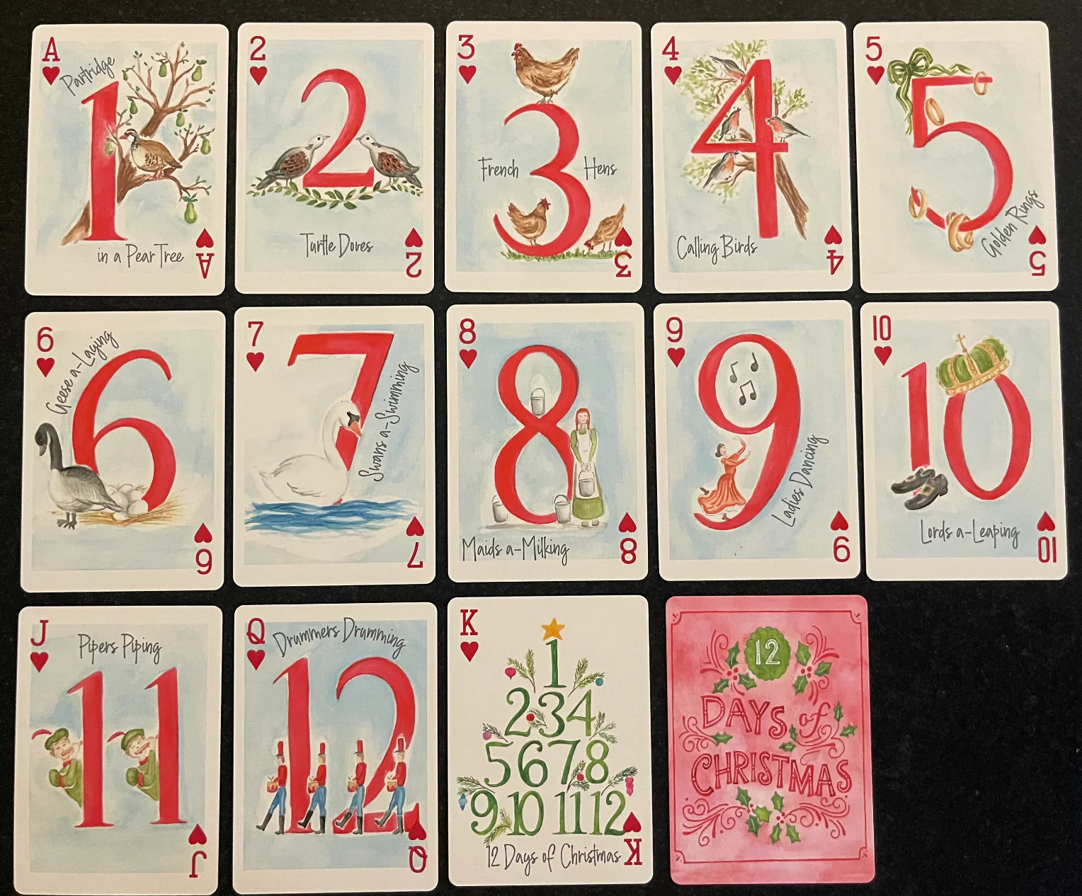 Watercolor Playing Cards by Fort52 - 12 Days of Christmas (Red) dress for girls premium quality