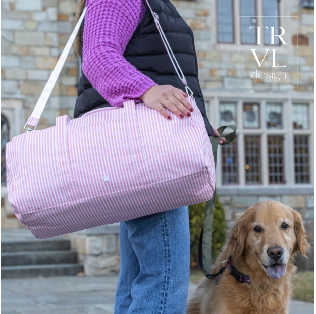 Buy XL Weekender Duffel Bag Pimlico Stripe Dusty Rose by TRVL Design kids clothing online