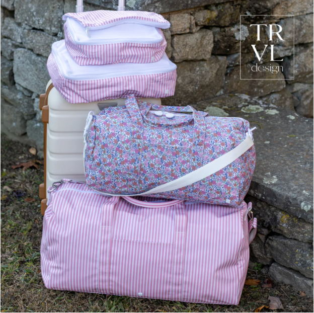 XL Weekender Duffel Bag Pimlico Stripe Dusty Rose by TRVL Design stylish kids outfit collection