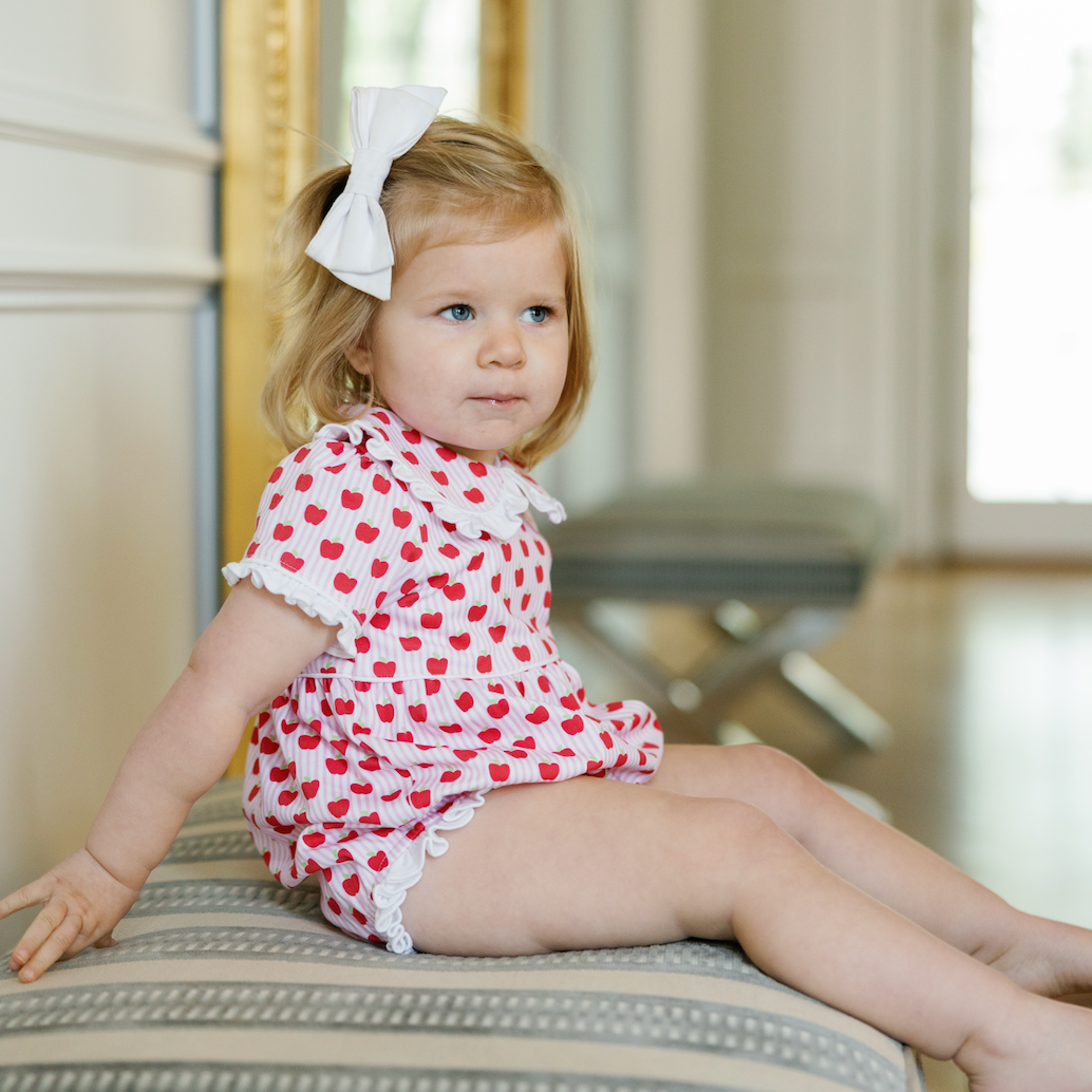 Council Girls' Bubble - Schoolhouse Apples Pink soft cotton kids fashion wear
