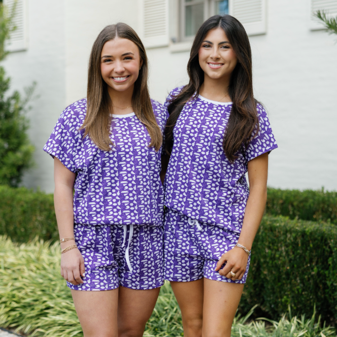 Riley Women's Pajama Short Set - Pep Rally Purple outfit perfect for everyday wear