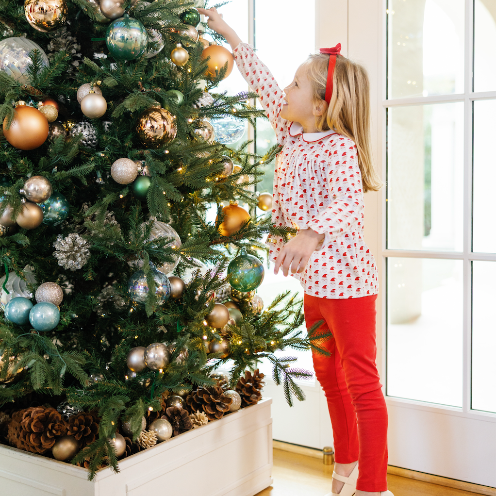 Morgan Set Girls' Legging Set - Whimsical Santa soft cotton kids fashion wear