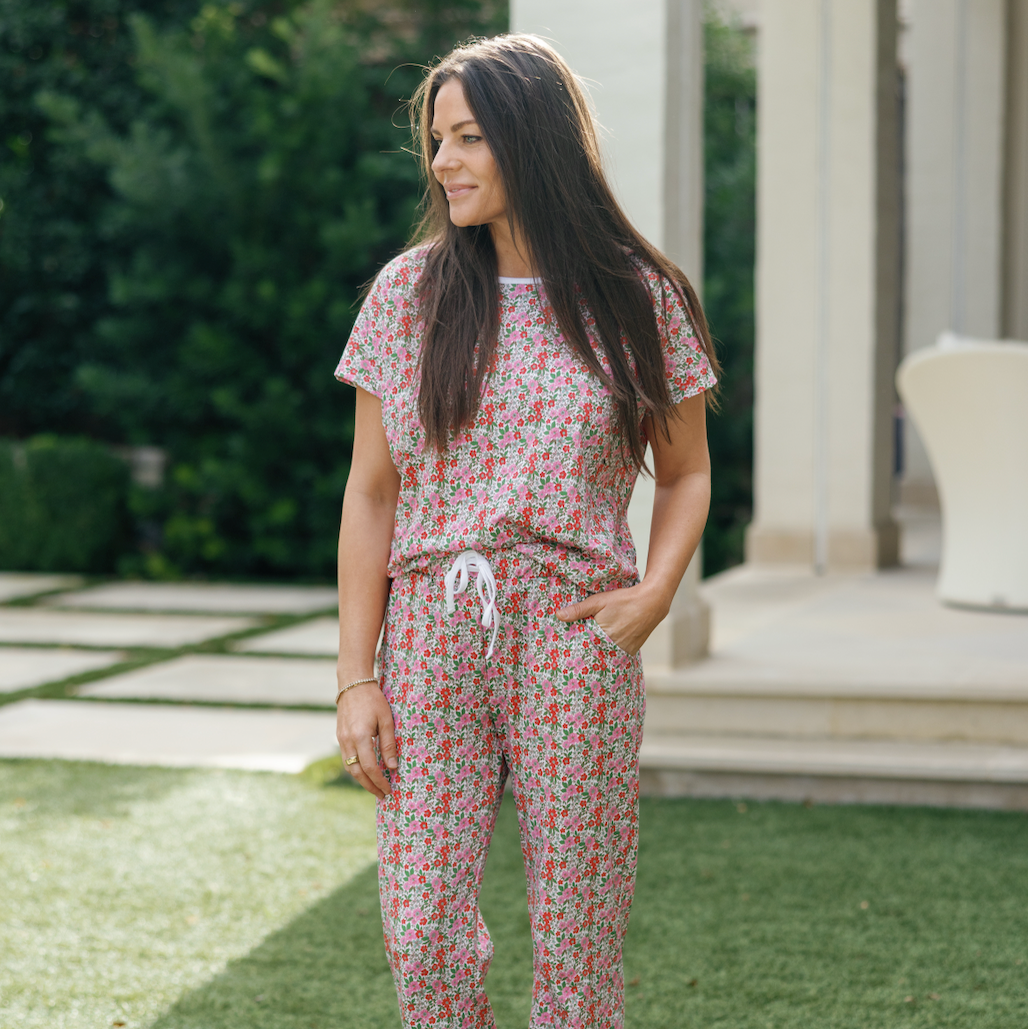 Marcia Women's Pima Cotton Pajama Pant Set - Floral Noel outfit perfect for everyday wear