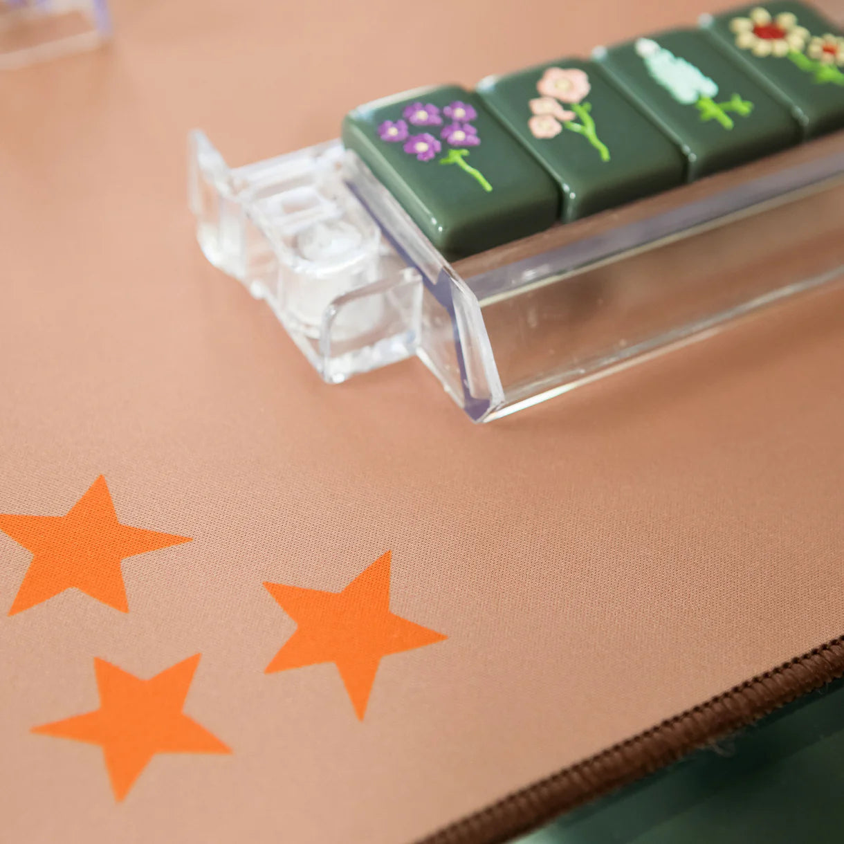Mahjong Mat by The Mahjong House - Brown Corner Stars