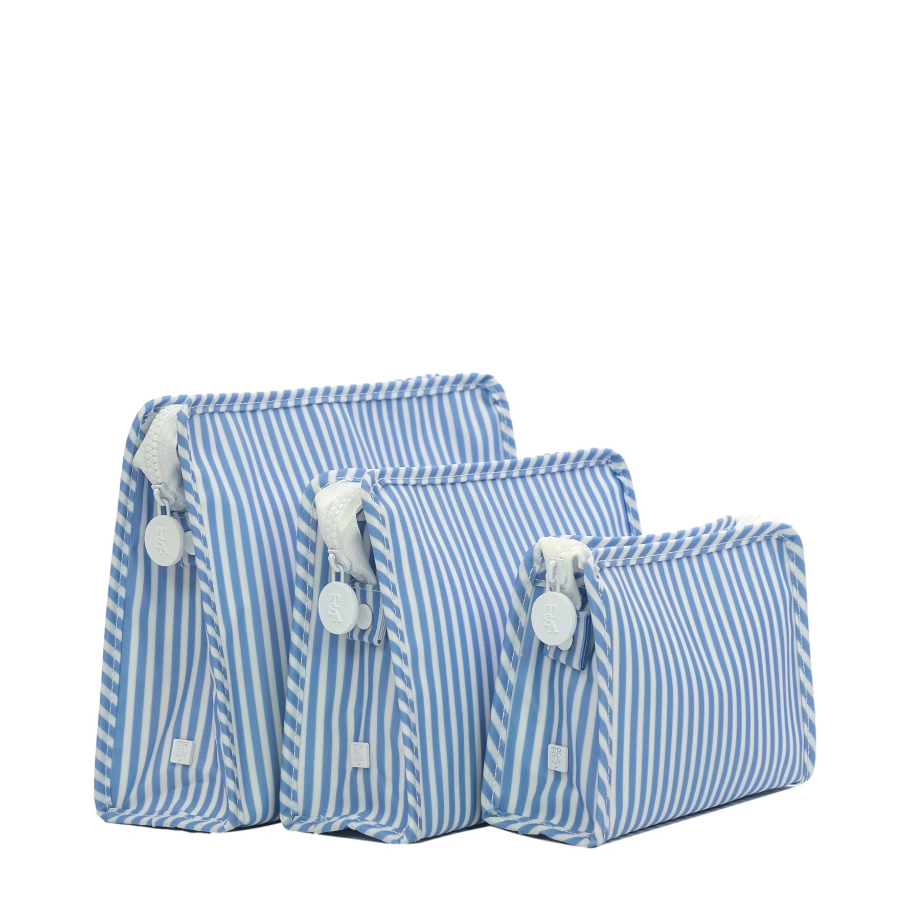 Buy Roadie Medium Zip Pouch Pimlico Stripe Chambray by TRVL Design kids clothing online