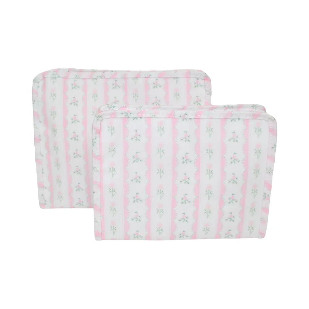 Roadie Medium Zip Pouch Ribbon Floral Pink by TRVL Design stylish kids outfit collection