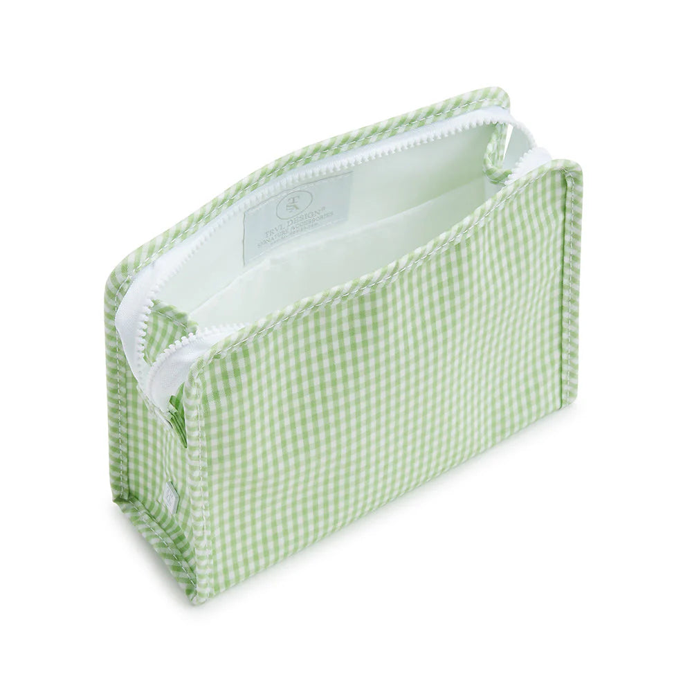 Roadie Large Zip Pouch Gingham Leaf2 by TRVL Design